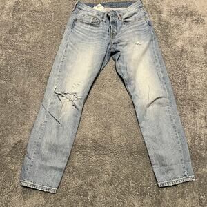 Levi’s 501 Tall Jeans Womens 26 X28 Button Fly Taper Ankle Blue Denim Pants *